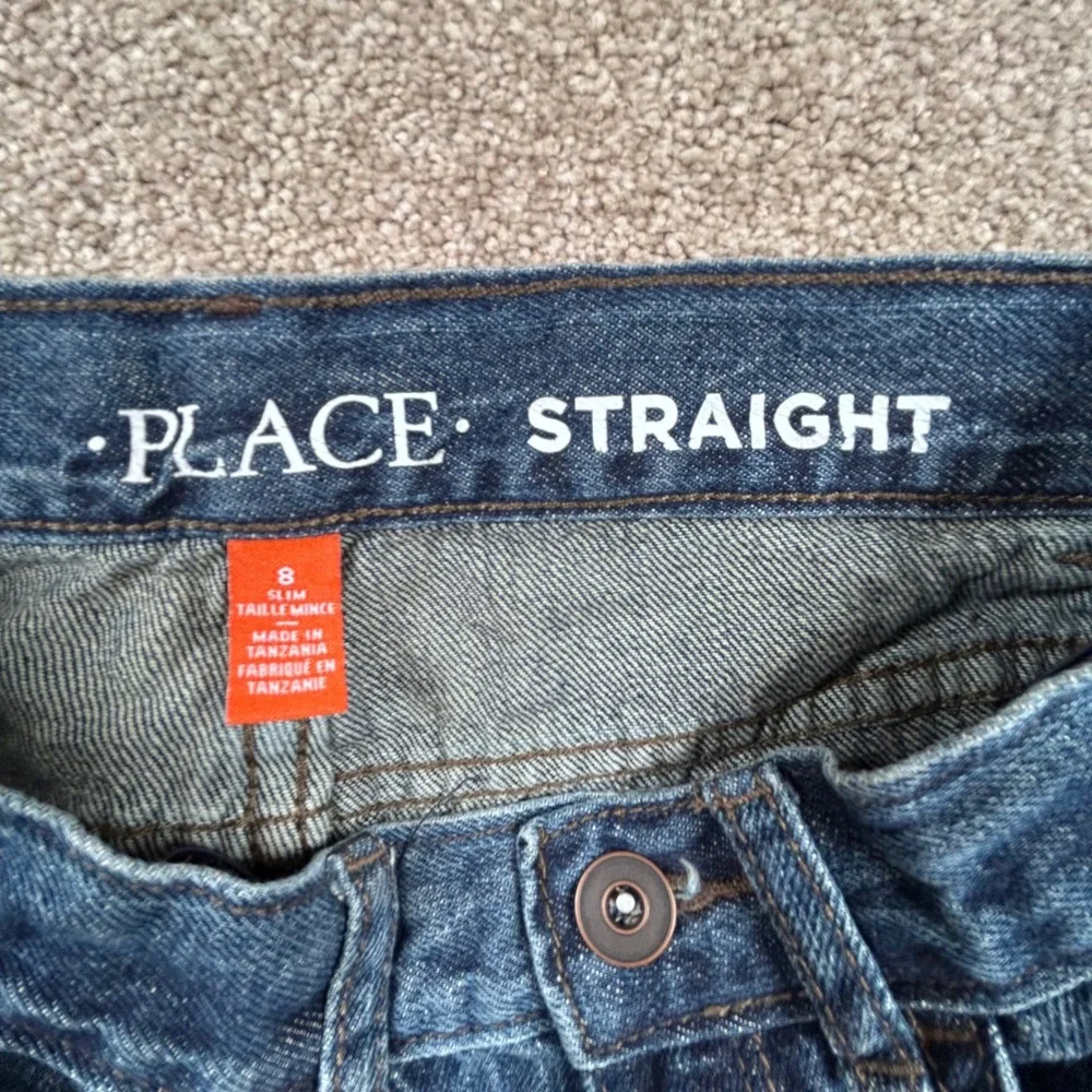 The Children's Place Boys Straight Slim Jeans Dark Wash Adjustable Waist Size‎ 8